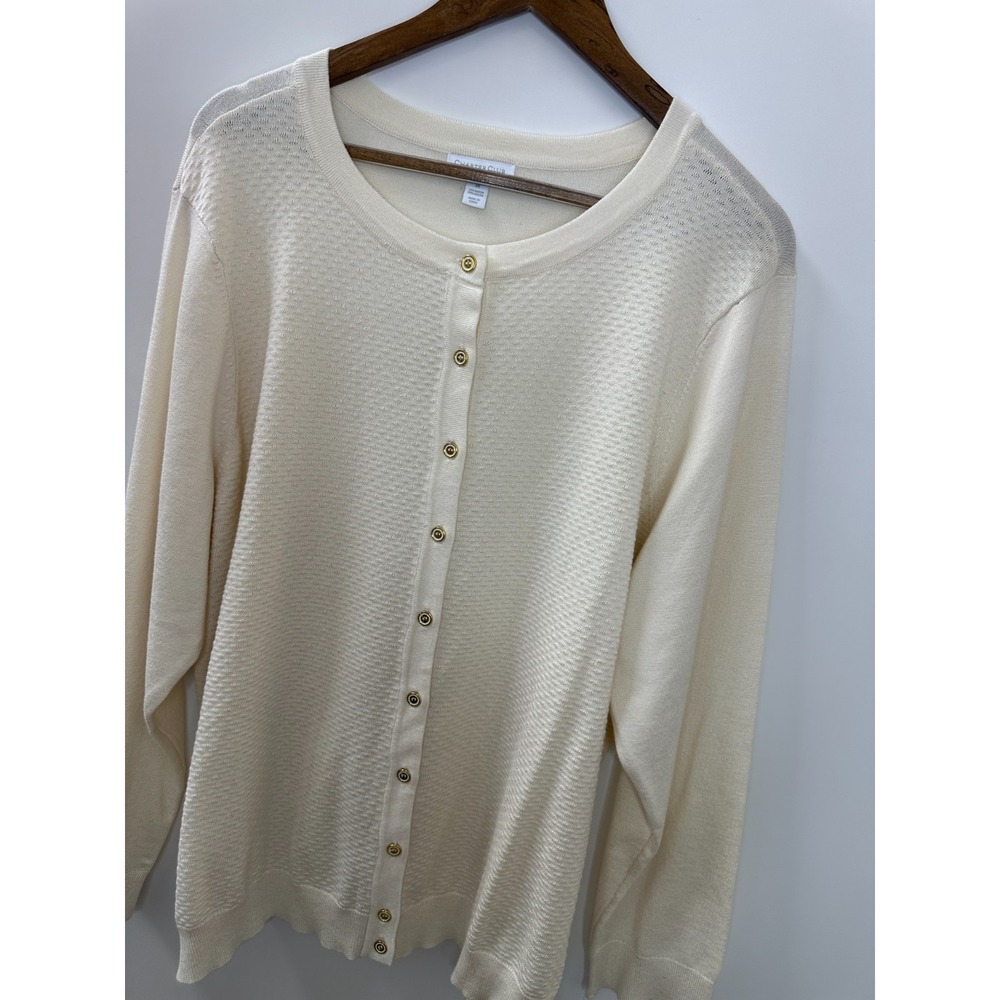 NEW Charter Club Textured Gold Button-Front Cardigan Sweater Cream Plus Size 3X - Picture 4 of 11